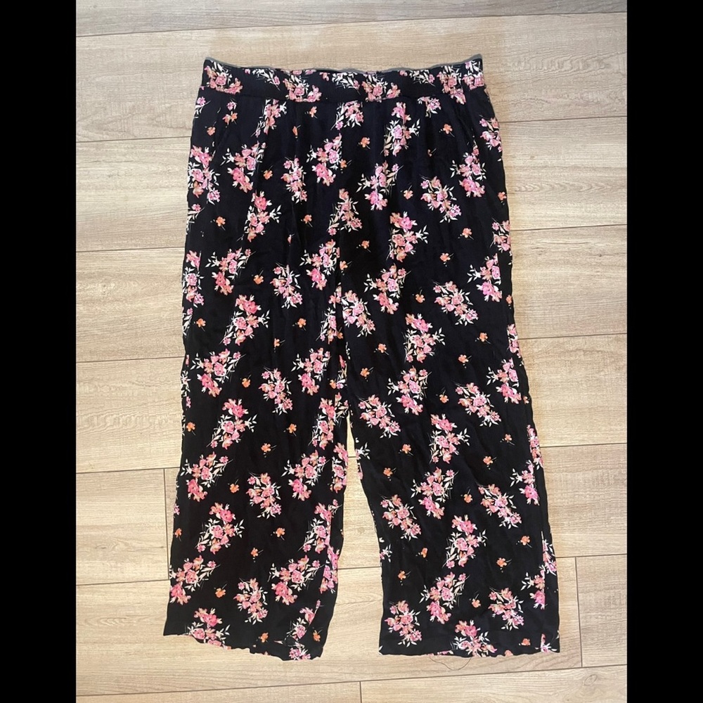 SOLD!!! - Black and floral wide leg high wasted pants, Torrid, size 2!